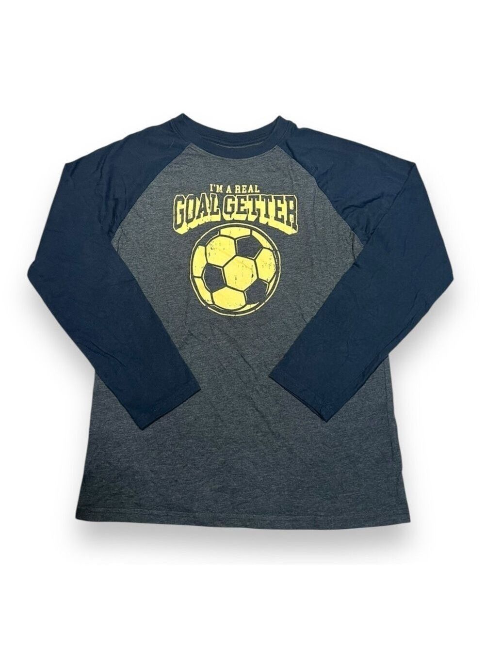 Therabouts Boy’s Long Sleeve Soccer Graphic Tee Gray/Navy Size 18/20 Husky